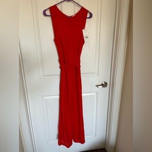 Red wrap-front romper